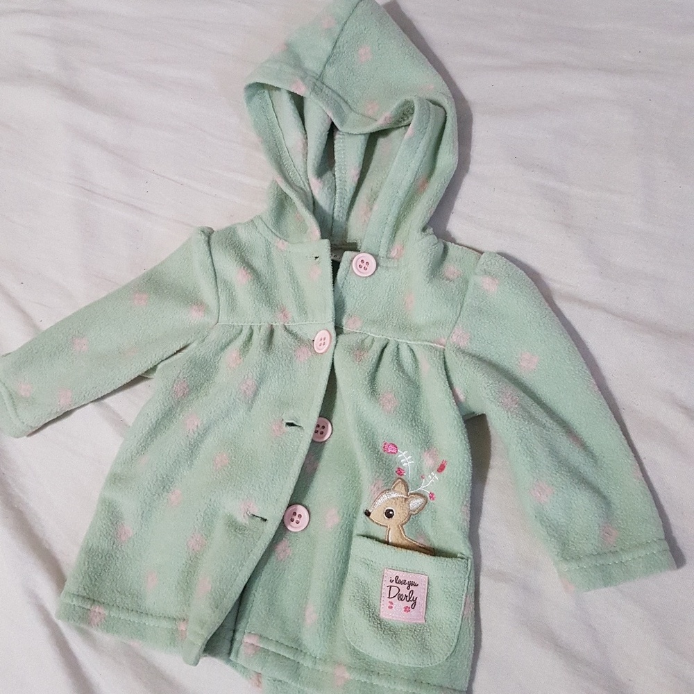 Baby Green Deer Full Buttoned Sweater